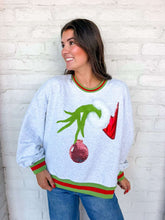 Load image into Gallery viewer, Jordan Amanda Christmas Grinch Hand &amp; Ornament Sweatshirt