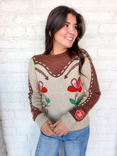 Load image into Gallery viewer, THML Wish You Well Beige Flower Sweater