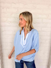 Load image into Gallery viewer, Fair Enough Light Blue Stripe Top