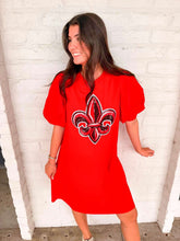 Load image into Gallery viewer, Jordan Amanda Fleur De Lis Red Dress