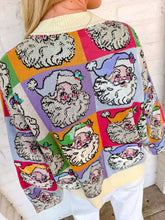 Load image into Gallery viewer, Queen Of Sparkles Pastel Colorblock Santa Button Up Cardigan