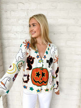 Load image into Gallery viewer, Queen Of Sparkles Ivory Halloween Icon Button Up Cardigan