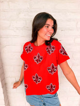Load image into Gallery viewer, Jordan Amanda Red Fleur De Lis Top