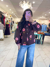 Load image into Gallery viewer, THML Florals Of Fall Brown Cuff Long Sleeve