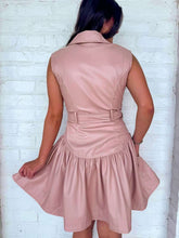 Load image into Gallery viewer, Texas Skies Blush Faux Leather Dress