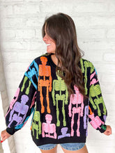 Load image into Gallery viewer, Queen Of Sparkles Black Multi Fuzzy Skeleton Sweatshirt