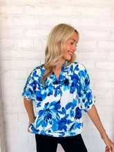 Load image into Gallery viewer, Paisley Print Floral Blue Top