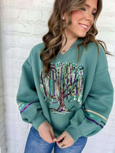 Load image into Gallery viewer, Mardi Gras V Neck Bead Tree With Sequin &amp; Seed bead Sweatshirt