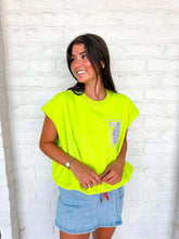 Load image into Gallery viewer, Queen Of Sparkles Lime Green QOS Card Logo Tank with Multi Drawstring