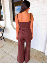 Load image into Gallery viewer, Back To Me Brown Woven Jumpsuit