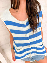 Load image into Gallery viewer, Here We Go Blue Stripe Top