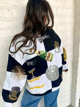 Load image into Gallery viewer, Queen Of Sparkles Black &amp; White Checkered NYE Icon Sweatshirt