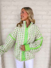 Load image into Gallery viewer, Check Your Actions Cream &amp; Green Jacket