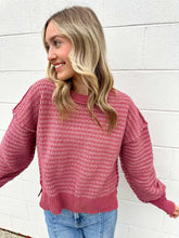 Load image into Gallery viewer, Striped Goodness Mauve Sweater