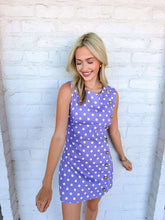 Load image into Gallery viewer, Hey Now Purple Polka Dot Romper