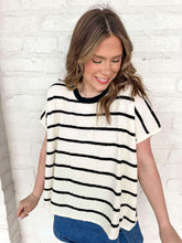 Load image into Gallery viewer, Set A Goal Black Striped Sweater Top
