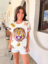 Load image into Gallery viewer, Queen Of Sparkles Licensed LSU Mascot Butterfly Tee