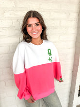 Load image into Gallery viewer, Queen Of Sparkles Colorblock Queen Card QOS Logo Sweatshirt