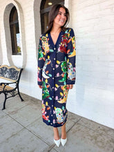 Load image into Gallery viewer, Queen Of Sparkles Navy Knit Christmas Cowboy Boot Midi Dress