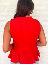 Load image into Gallery viewer, THML Peplum Pose Red Top