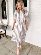 Load image into Gallery viewer, New Start Taupe Stripe Dress