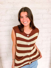 Load image into Gallery viewer, Here We Go Brown Stripe Top