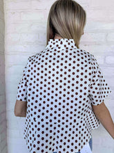 Load image into Gallery viewer, THML Feel The Energy Brown Polka Dot Top