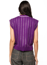 Load image into Gallery viewer, Queen Of Sparkles Purple LSU Striped Mascot Button Down Vest