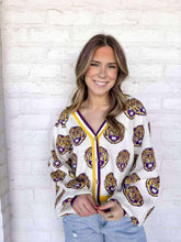 Load image into Gallery viewer, Queen Of Sparkles LSU Tiger Head Cardigan