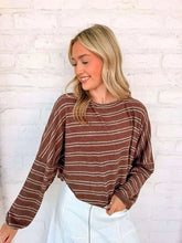 Load image into Gallery viewer, Light Up The Sky Brown Stripe Top