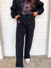 Load image into Gallery viewer, Queen Of Sparkles Black Rainbow Jeweled Sweat Pant