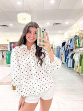 Load image into Gallery viewer, Change The World Polka Dot Navy Top