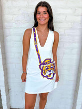 Load image into Gallery viewer, Queen Of Sparkles LSU Crossbody Functioning Purse Tank Dress