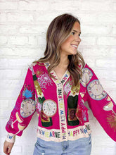 Load image into Gallery viewer, Queen Of Sparkles Hot Pink NYE Icon Cardigan