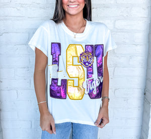 Queen Of Sparkles LSU Metallic Icon Tee