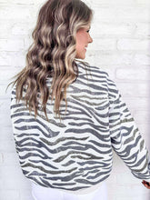 Load image into Gallery viewer, Queen Of Sparkles Cream &amp; Black Zebra Sweatshirt
