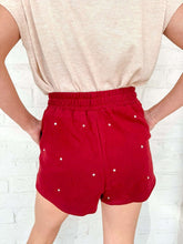 Load image into Gallery viewer, Queen Of Sparkles Maroon &amp; Grey QOS Card Shorts