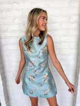Load image into Gallery viewer, Honey Bloom Blue Jacquard Dress