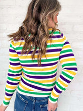 Load image into Gallery viewer, Striped Mardi Gras Long Sleeve Sweater Top
