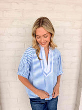 Load image into Gallery viewer, Fair Enough Light Blue Stripe Top