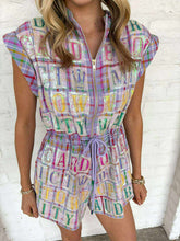 Load image into Gallery viewer, Queen Of Sparkles Lavender Plaid Street Tile Romper