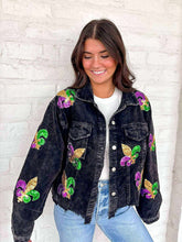 Load image into Gallery viewer, Mardi Gras Mambo Black Corduroy Jacket