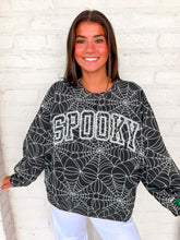 Load image into Gallery viewer, Queen Of Sparkles Black &amp; White Spider Web Spooky Sweatshirt
