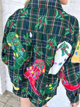 Load image into Gallery viewer, Queen Of Sparkles Dark Green Plaid Multi Christmas Cowboy Boots Button Up Top