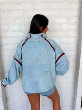 Load image into Gallery viewer, Queen Of Sparkles Light Blue Rhinestone Zip Up Fleece