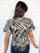 Load image into Gallery viewer, Metallic Tiger Jacquard Black Top