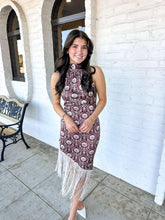 Load image into Gallery viewer, Vintage Vogue Fringe Burgundy Dress
