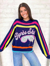 Load image into Gallery viewer, Queen Of Sparkles Navy Multi “Apres Ski” Goggle Sweater