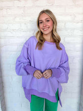 Load image into Gallery viewer, Purple Solid French Terry Hi-low Oversized Sweatshirt