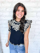 Load image into Gallery viewer, THML Days Ahead Black Flutter Sleeve Top